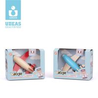 UDEAS Jouets Montessori Avion à tirer vers l'arrière Voiture Petit dessin animé en bois Forme d'avion Jouet pour bébé