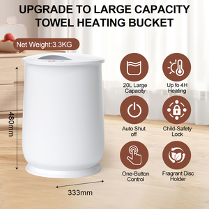 Chauffe-serviettes de luxe à chauffage rapide et uniforme, certifié ETL FCC, style seau de 20 L, capacité ultra-large, 450 W - Product Image 2