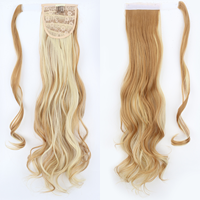 Perruque de style européen et américain avec queue de cheval bouclée en velcro, fibre synthétique, extension de cheveux longs en une seule pièce