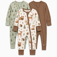 Combinaison bébé en bambou avec imprimé d'animaux mignons, logo personnalisé, unisexe, douce, respirante, adaptée aux bébés prématurés, pyjama bébé, body bébé
