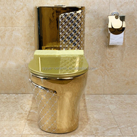 Armoire d'eau une pièce dorée en porcelaine royale de l'Ouest Ensemble de toilette de luxe couleur or pour salle de bain avec lavabo