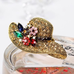 Broche de Moda Dourado Antigo Criativo Vintage com Flor de Cristal para Chapéu de Sol de Palha, Distintivo para Vestuário Diário e Cardigãs - Product Image 1
