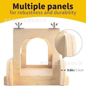 Plataforma de madera para mascotas, accesorio de juguete colgante de madera maciza a prueba de mordeduras para hámster, forma rectangular Xh728 - Product Image 4