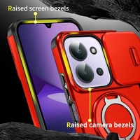 Pour Xiaomi Redmi 15C étui de protection de qualité militaire protège la béquille magnétique support de voiture porte-anneau coque de téléphone rouge