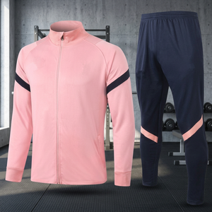 Ensemble de survêtement décontracté 2-en-1 rose marine uni, léger, avec fermeture éclair intégrale, pantalon de jogging sportif, respirant, en polyester, pour l'été, unisexe - Product Image 3