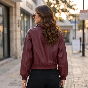 Nouveautés : Blouson Bomber à Capuche en Cuir de Mouton Véritable Premium pour Femme, Coupe Oversize, Style Streetwear - Product Image 2