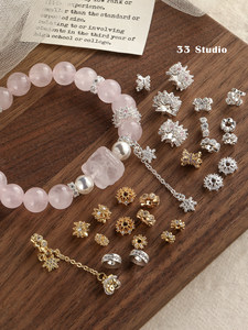 High color retention <b>copper</b> plated with real gold and inlaid with diamond spacers crystal bracelet pendants necklaces loose bead - Product Image 3