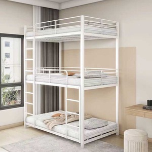Literas Metálicas Triples de Fácil Montaje con Barandillas de Seguridad para Adultos, Venta al por Mayor Directa de Fábrica China, Ideales para Dormitorios de Hostales - Product Image 4