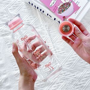 Lelyi nel cuore della ragazza carina tazza di vetro con fiocco dipinta a mano piccola tazza di paglia fresca creativa di alto valore - Product Image 3