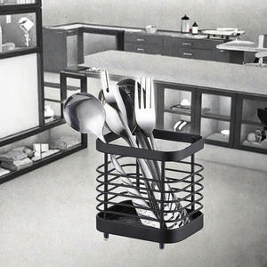 Support de rangement moderne en fer forgé pour ustensiles de cuisine, porte-ustensiles en métal, organisateur pour baguettes et cuillères, égouttoir pour vaisselle et évier - Product Image 2