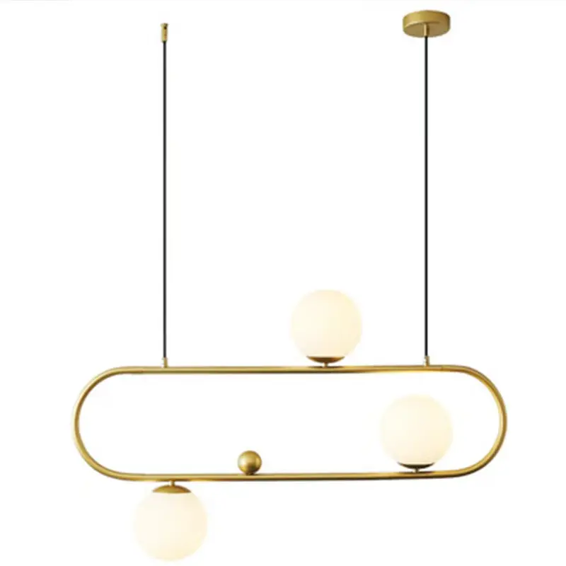 Home Bedroom Dinning Modern Copper Iron Decorative Gold Simple Large White Glass Nordic Minimalist Chandeliers Pendant Lights