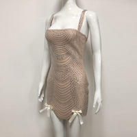 Robe mini sexy pour femmes, à bretelles spaghetti, avec nœud, strass de haute qualité, pour club, soirée, célébrités