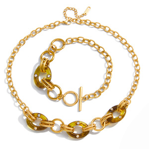 Maillard Resin <b>Titanium</b> Steel Necklace Geometric Oval <b>Chain</b> Women's Fashion Jewelry Gift Yiwu Origin - Product Image 4