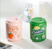 Cadeau personnalisé de dessin animé mignon portable tasses à café en céramique de couleur avec paille nouveauté café petit déjeuner tasse à lait