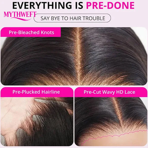 วิกผมแบบเต็มศีรษะ 13x6 พร้อมเชือกผูก HD Lace แบบไม่ต้องใช้กาว ผมแท้แบบดิบ ไม่ผ่านการแปรรูป ลอนน้ำ/ลอนลึก วิกผมหน้าผาก 13x4 HD Lace ผมแท้ - Product Image 6