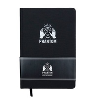 Agenda-planificateur personnalisé avec logo, couverture rigide en tissu noir A5, avec bande élastique