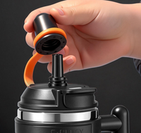 Gourde Sportive Isotherme en Acier Inoxydable 40oz avec Double Couvercle (Paille et Bec Verseur), Poignée Ergonomique, Anti-fuite pour la Salle de Sport, les Activités de Plein Air et les Voyages – Chaud/Froid