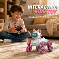 Robot chat interactif électrique pour cascades sur roues avec contrôle gestuel, mode 'Suivez-moi' et support caméra, pour intérieur et extérieur