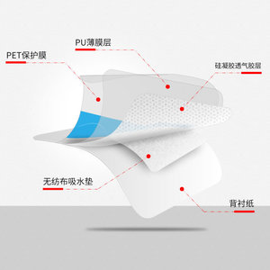 Medical silicone gel sterile <b>dressing</b> PU film postoperative <b>waterproof</b> <b>dressing</b> - Product Image 2