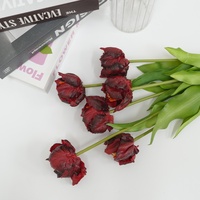 Bouquet de tulipes artificielles en caoutchouc souple de haute qualité, toucher réel, 54 cm, fleurs de tulipes roses artificielles pour la décoration de la maison et des mariages