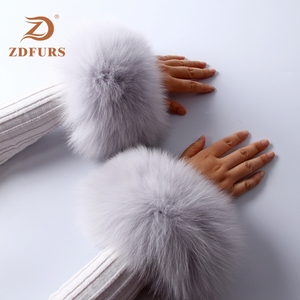 Zdfurs Chất Lượng Cao Chính Hãng Fox Fur <span class=keywords><strong>Cuff</strong></span> Cánh Tay Ấm Hơn Cổ Tay Vòng Đeo Tay Găng Tay Cho Phụ Nữ Đồng Bằng Phong Cách Mùa Đông Phụ Kiện - Product Image 3