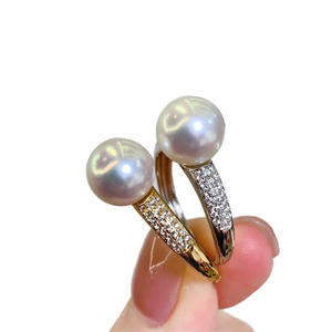 Anillo de Plata S925 con Perla Natural de 9-10 mm, Diseño Simple y Lujoso, con Acabado Dorado, Excelente Conservación del Color, Caja de Regalo Incluida - Product Image 5