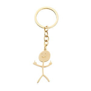 Porte-clés amusant en acier inoxydable avec petit <span class=keywords><strong>homme</strong></span> dessiné à la main, accessoires pour porte-clés, article tendance - Product Image 4