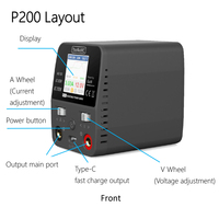 Fuente de Alimentación de Escritorio Mini Ajustable ToolkitRC P200 V2, 30V AC100W DC200W 10A GaN, con Salida USB