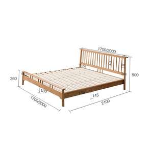 Cama Doble Moderna Minimalista de Madera Maciza para Hotel y Dormitorio, Tamaño Personalizable - Product Image 1