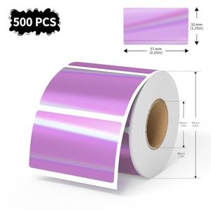 Etiquetas Adhesivas Térmicas de Papel Plateado Holográfico Impermeable de 2.25x1.25 Pulgadas, Rollo de 500 Unidades para Promoción de Pequeñas Empresas - Product Image 5