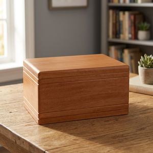 B.S. Urna Funeraria Internacional de Acero Inoxidable, Estilo Americano, Ecológica, Duradera, Personalizable, Conmemorativa, de Madera Natural - Product Image 1