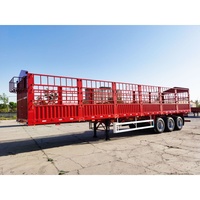 Remorque semi-remorque robuste à clôture haute pour l'élevage, capacité de 50 tonnes, matériau en acier, 4 essieux, 60 cm détachable