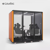 Salle de réunion insonorisée de grande capacité pour 4 à 6 personnes, cabine de bureau ignifuge avec circulation d'air pour l'éducation