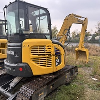 Mini-excavatrice Komatsu d'occasion de 5 tonnes, faible nombre d'heures de travail, pour travaux de construction, PC55MR, mini-excavatrice sur chenilles d'occasion à vendre