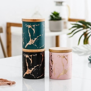 Pure white custom logo sublimation cookie jar ceramic with bamboo lid