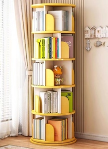 Estantería moderna de madera con rotación redonda Simple, estantería de esquina, 46*46*157 cm de altura, gris, blanco, rosa, azul, amarillo, almacenamiento de libros - Product Image 5