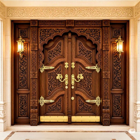 Porte d'entrée principale en teck birman de style antique pour salle de prière, porte en bois traditionnelle professionnelle détachable avec design sculpté, durable