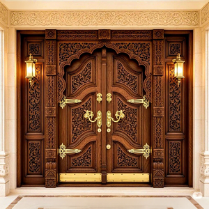 Puerta Principal de Teca de Birmania Estilo Antiguo para Sala de Pooja, Puerta de Madera Tradicional Desmontable Profesional con Diseño Tallado, Reino Unido - Product Image 4