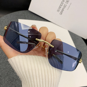 Leopard Frameless <b>Square</b> <b>Sunglasses</b> Gold Metal UV400 Unisex PC Lens Type 3 Sunshades - Product Image 4