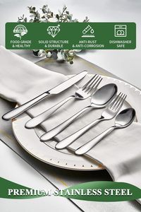 40 <span class=keywords><strong>Piece</strong></span> Bạc <span class=keywords><strong>Set</strong></span> cho <span class=keywords><strong>8</strong></span>, thép không gỉ Flatware <span class=keywords><strong>Set</strong></span> với gương kết thúc máy rửa chén an toàn - Product Image 3