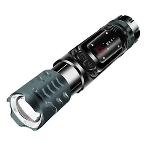 强光手电筒XHP99_COB户外照明带磁铁破窗锤智能显示器红色灰色野营手电筒