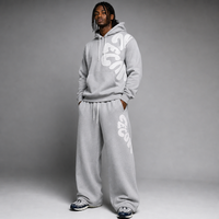 Ensemble homme 3D Foam Puff Print, survêtement oversize avec sweat à capuche et pantalon de jogging, tenue 2 pièces streetwear, logo personnalisé, collection automne
