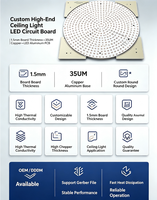 PCB LED circulaire en aluminium personnalisé OEM, épaisseur 1,2 mm, feuille de cuivre 25 µm, PCB pour éclairage de plafond