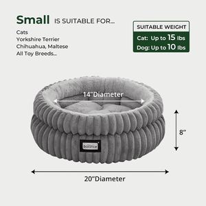 Coussin pour chat Deep Sleep Donut, forme ronde, en fausse fourrure, confortable et chaud, avec rebord haut, lavable en machine, base antidérapante - Product Image 4
