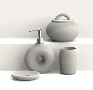 Juego de accesorios modernos para baño, Set de accesorios de hormigón natural, 200