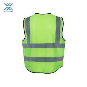 LX MOQ rendah Hi Vis hijau rompi keamanan Logo kustom reflektif rompi keselamatan dengan kantong