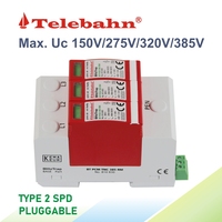 380V 385V 400V AC 20kA 40kA T2 3 P KEMA Protection contre les surtensions 3 phases basse tension SPD pour toute la maison
