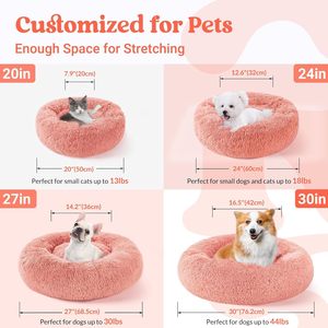 Wholesale Manufacturer Soft Luxury <b>Plush</b> pink Grey White Pet Cushion Round <b>Cat</b> Dog Bed - Product Image 3