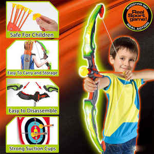 Ensemble de tir à l'arc pour enfants avec cible mobile et arc pliable 24C, arc et flèches lumineux, jeu de sport intérieur/extérieur, jouet pour cadeau - Product Image 4