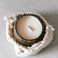 Vela Aromática de Lujo en Forma de Cuenco de Coco Natural, con Aroma Intenso, Hecha con Cera de Soya